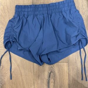 aerie Navy-Blue Side-Ruched Athletic Shorts